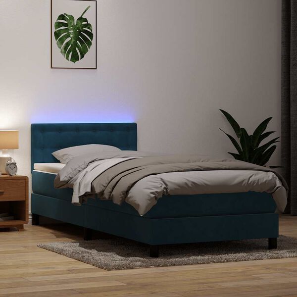 vidaXL &Kappa;&rho;&epsilon;&beta;ά&tau;&iota; Boxspring &mu;&epsilon; &Sigma;&tau;&rho;ώ&mu;&alpha; & LED &Sigma;&kappa;&omicron;ύ&rho;&omicron; &Mu;&pi;&lambda;&epsilon; 100x210 &epsilon;&kappa;. &Beta;&epsilon;&lambda;&omicron;ύ&delta;&iota;&nu;&omicron;