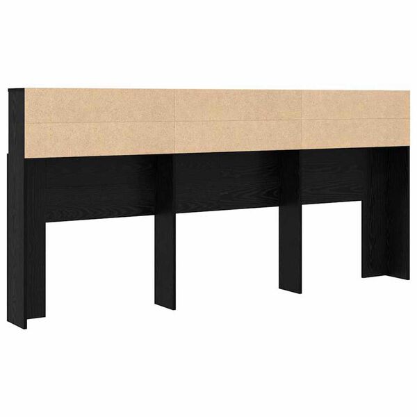 vidaXL Κρεβάτι με Κεφαλάρι με ράφι Μαύρη δρυς 220 x 19 x 101.5 εκ