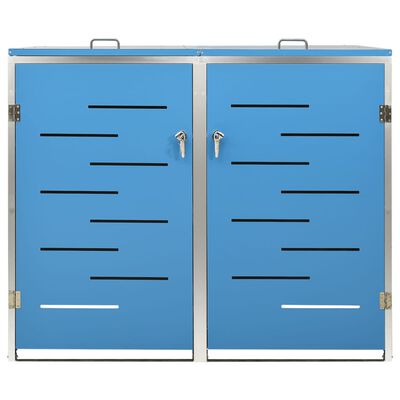 vidaXL Πλαίσιο Κάδων Απορρ. Διπλό με Ρόδες 138x77,5x115,5 εκ Αν. Ατσά.