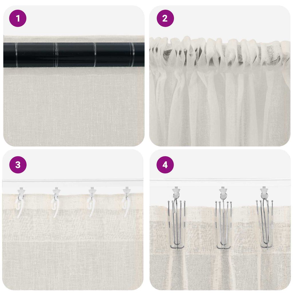 vidaXL Κουρτίνες με κουρτίνες 2 pcs Κρεμ 140 x 225 cm Πολυεστέρας