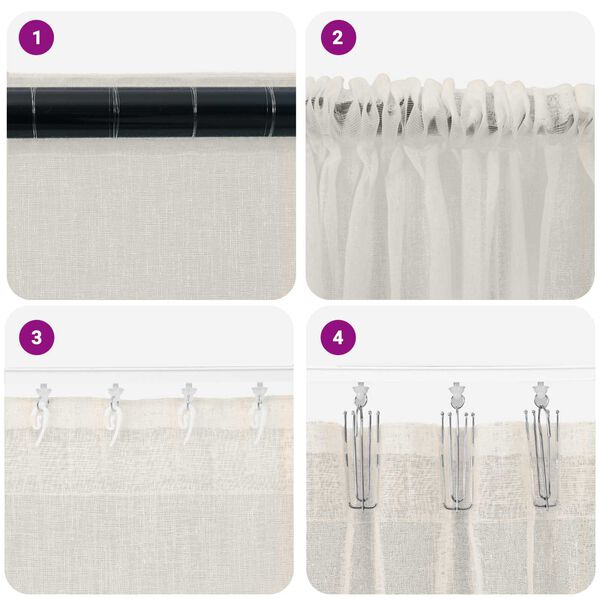 vidaXL Κουρτίνες με κουρτίνες 2 pcs Κρεμ 140 x 225 cm Πολυεστέρας