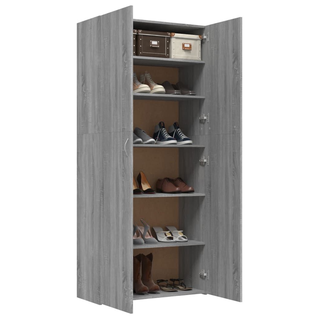vidaXL Παπουτσοθήκη Γκρι Sonoma 80x35,5x180 εκ. από Επεξεργασμένο Ξύλο