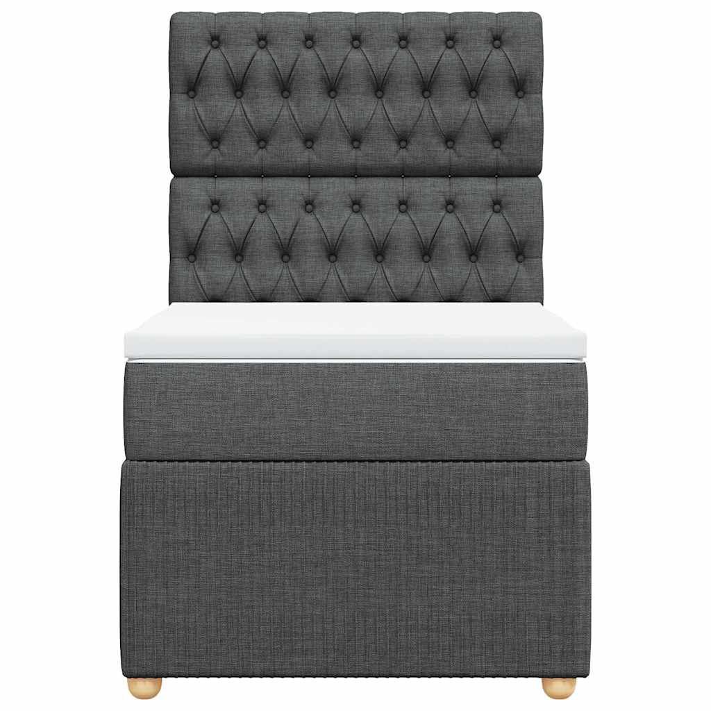 vidaXL Κρεβάτι Boxspring με Στρώμα Σκούρο Γκρι 100x200 εκ. Υφασμάτινο