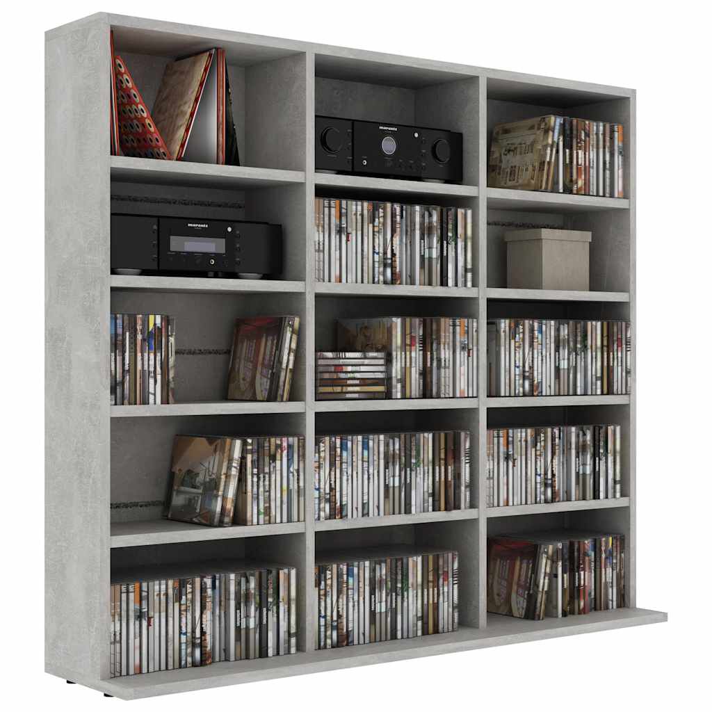 vidaXL Έπιπλο για CD Γκρι του Σκυροδέματος 100x23x89,5 εκ. Επεξ. Ξύλο