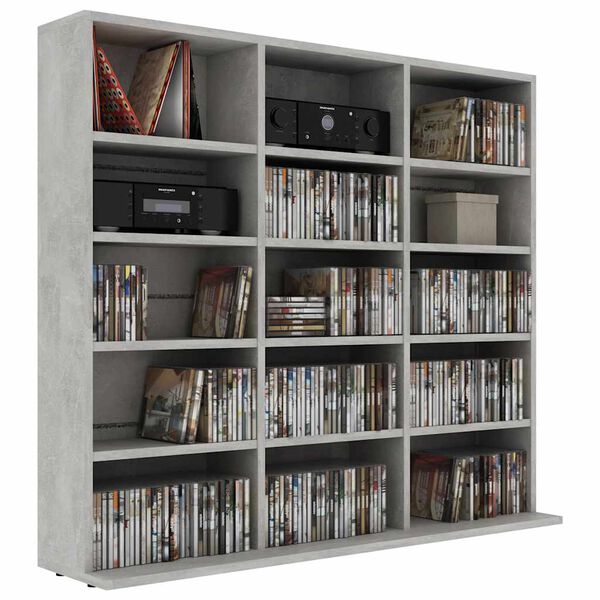 vidaXL Έπιπλο για CD Γκρι του Σκυροδέματος 100x23x89,5 εκ. Επεξ. Ξύλο