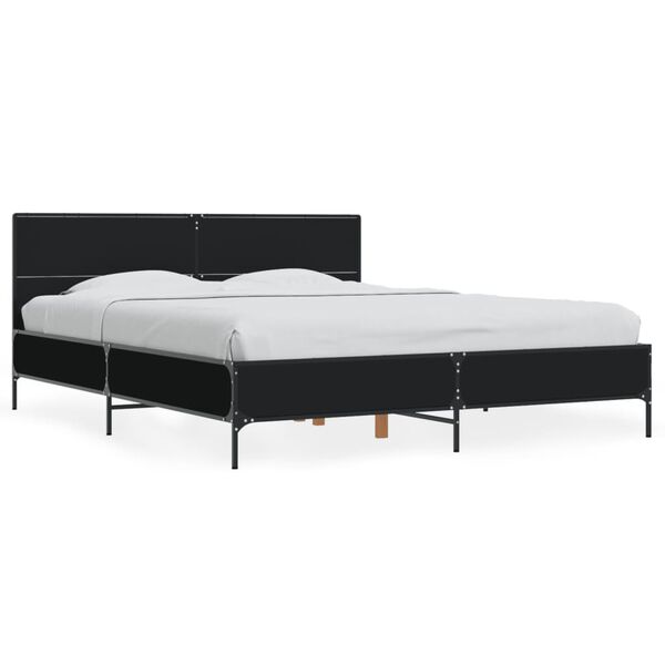vidaXL Πλαίσιο Κρεβατιού Μαύρο 160 x 200 εκ. Επεξ. Ξύλο & Μέταλλο