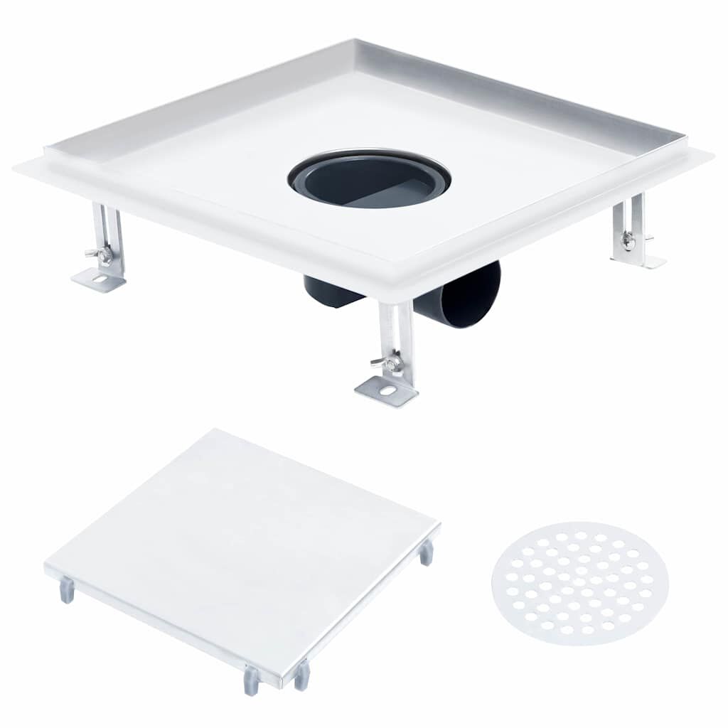 vidaXL Σιφόνι 2 σε 1 Επίπεδο/Ένθετο Πλακιδίου 28x28 εκ. Ανοξ. Ατσάλι