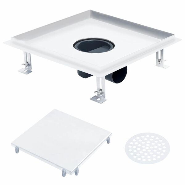 vidaXL Σιφόνι 2 σε 1 Επίπεδο/Ένθετο Πλακιδίου 28x28 εκ. Ανοξ. Ατσάλι