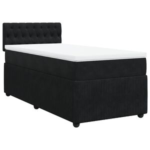 vidaXL Κρεβάτι Boxspring με Στρώμα Μαύρο 90x190 εκ. Βελούδινο