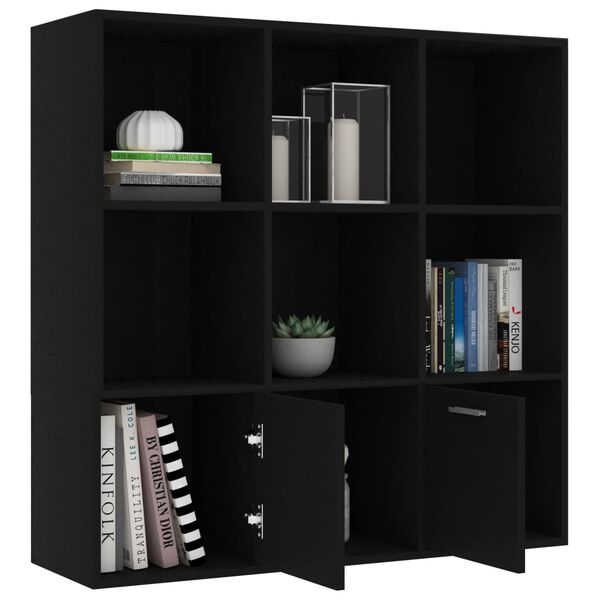 vidaXL Βιβλιοθήκη Μαύρη 98 x 30 x 98 εκ. από Επεξ. Ξύλο