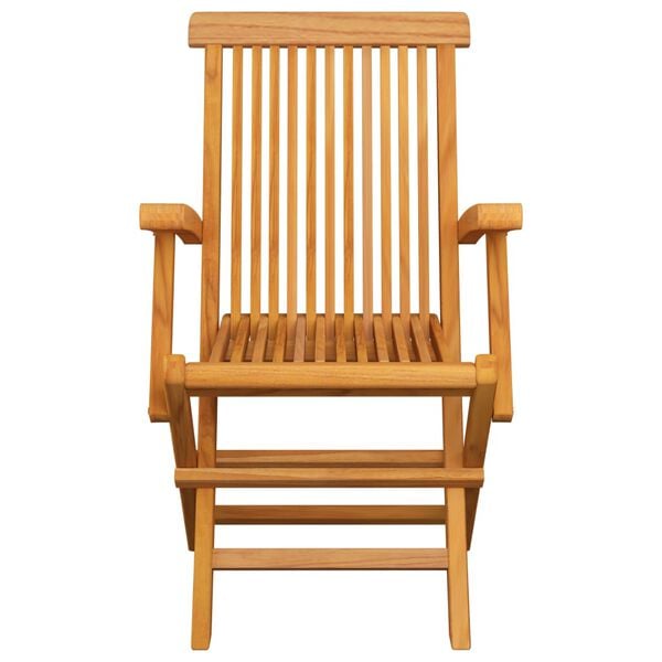 vidaXL Καρέκλες Κήπου 3 τεμ. από Μασίφ Ξύλο Teak με Πράσινα Μαξιλάρια