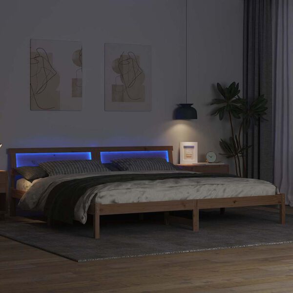 vidaXL Σκελετός Κρεβατιού Καφέ 180 x 200 cm Μασίφ ξύλο πεύκου