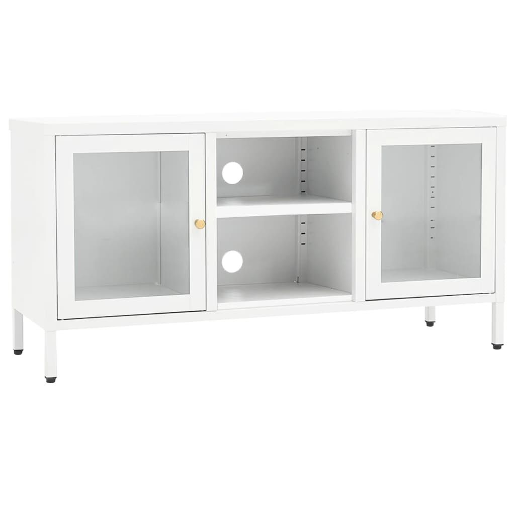 vidaXL Έπιπλο Τηλεόρασης Λευκό 105 x 35 x 52 εκ. από Ατσάλι και Γυαλί