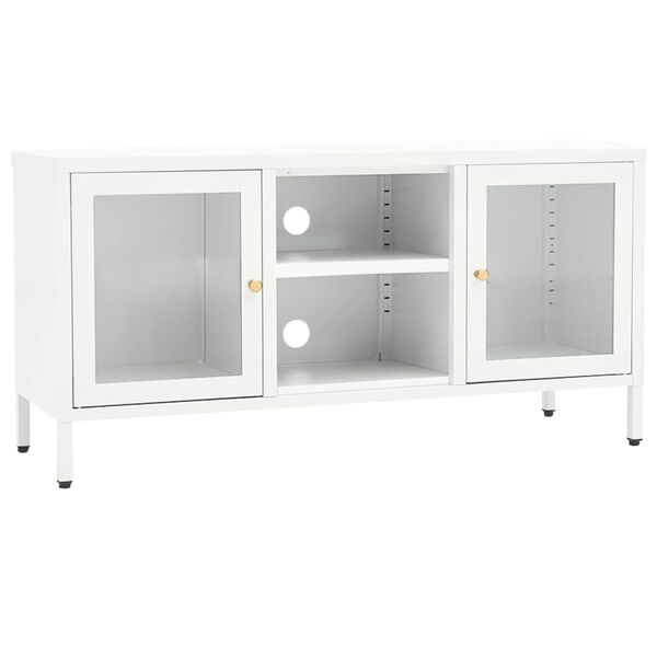 vidaXL Έπιπλο Τηλεόρασης Λευκό 105 x 35 x 52 εκ. από Ατσάλι και Γυαλί