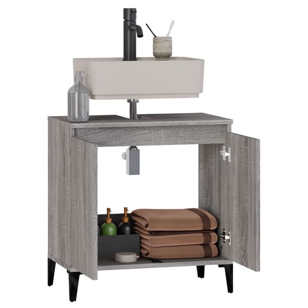 vidaXL Ντουλάπι Νιπτήρα Grey Sonoma 58 x 33 x 60 εκ. Επεξεργ. Ξύλο