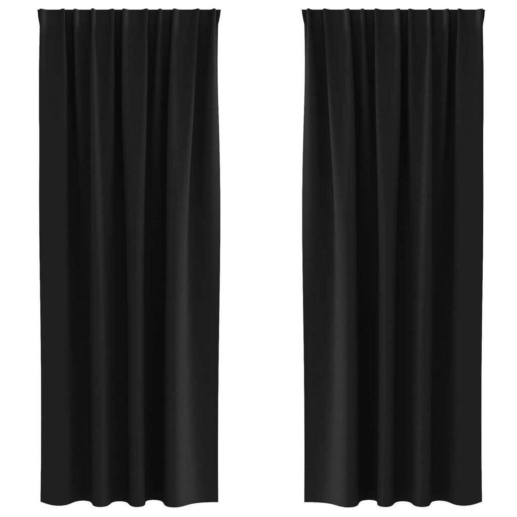 vidaXL Κουρτίνες με κουρτίνες 2 pcs Μαύρο 260 x 140 εκ. Πολυεστέρας