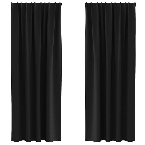 vidaXL Κουρτίνες με κουρτίνες 2 pcs Μαύρο 260 x 140 εκ. Πολυεστέρας