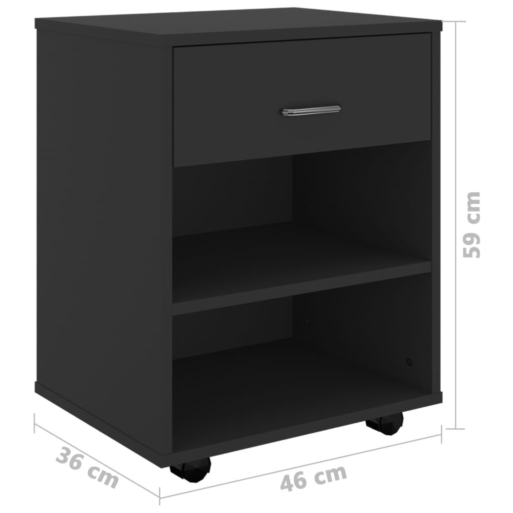 vidaXL Ντουλάπι Τροχήλατο Μαύρο 46 x 36 x 59 εκ. από Επεξ. Ξύλο