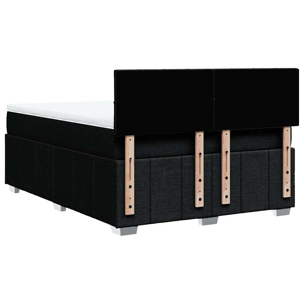 vidaXL Κρεβάτι Boxspring με Στρώμα Μαύρο 140x200 εκ. Υφασμάτινο
