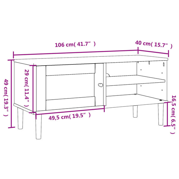 vidaXL Έπιπλο Τηλεόρασης SENJA Καφέ / Ρατάν 106x40x49 εκ. Μασίφ Πεύκο