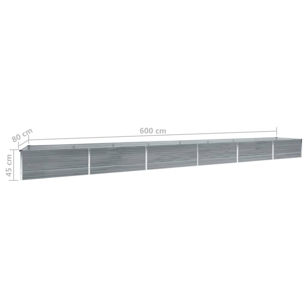 vidaXL Ζαρντινιέρα Υπερυψωμένη Γκρι 600x80x45 εκ. Γαλβαν. Χάλυβας