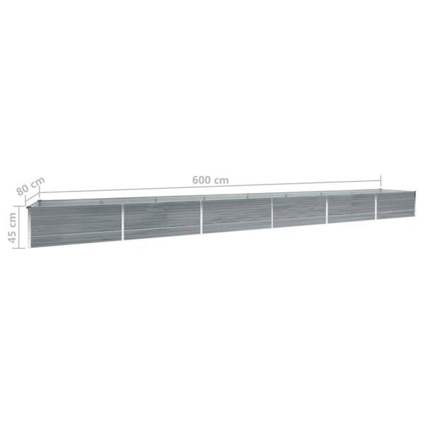 vidaXL Ζαρντινιέρα Υπερυψωμένη Γκρι 600x80x45 εκ. Γαλβαν. Χάλυβας