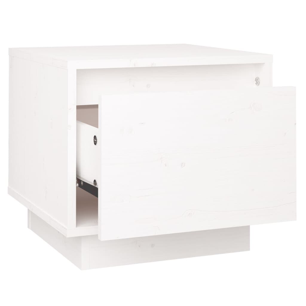 vidaXL Κομοδίνο Λευκό 35 x 34 x 32 εκ. από Μασίφ Ξύλο Πεύκου