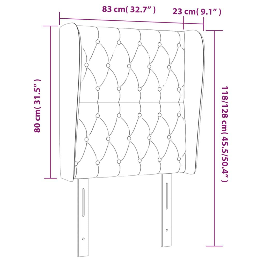 vidaXL Κεφαλάρι με Πτερύγια Μαύρο 83x23x118/128 εκ. Βελούδινο