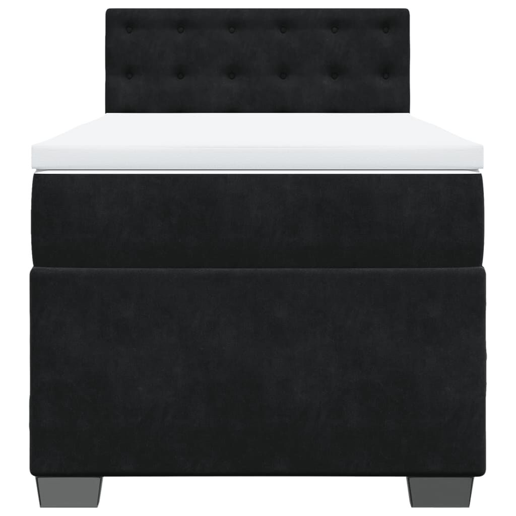 vidaXL Κρεβάτι Boxspring με Στρώμα Μαύρο 90x200 εκ. Βελούδινο