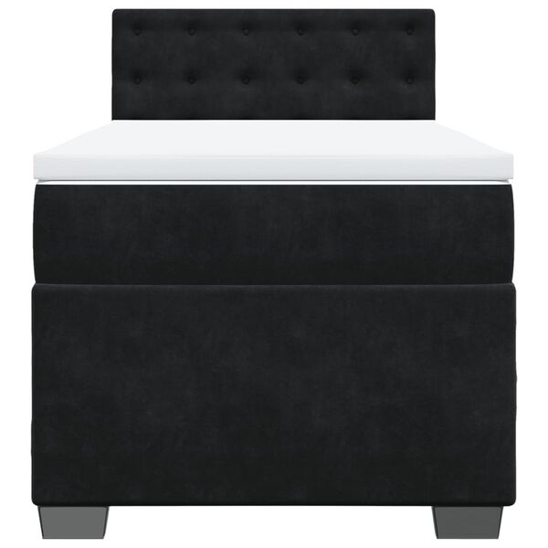 vidaXL Κρεβάτι Boxspring με Στρώμα Μαύρο 90x200 εκ. Βελούδινο