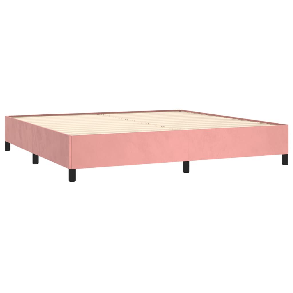 vidaXL Κρεβάτι Boxspring με Στρώμα Ροζ 200x200 εκ. Βελούδινο