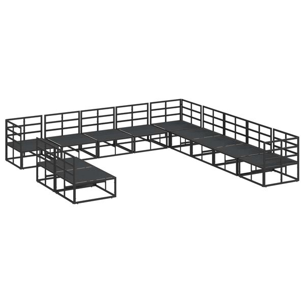 vidaXL Σετ Καναπέ Κήπου με μαξιλάρι 11 pcs Μαύρο Αλουμίνιο