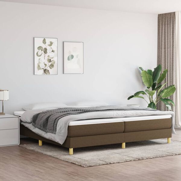 vidaXL Κρεβάτι Boxspring με Στρώμα Σκούρο Καφέ 200x200 εκ. Υφασμάτινο