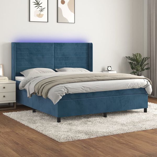 vidaXL &Kappa;&rho;&epsilon;&beta;ά&tau;&iota; Boxspring &mu;&epsilon; &Sigma;&tau;&rho;ώ&mu;&alpha; & LED &Sigma;&kappa;. &Mu;&pi;&lambda;&epsilon; 160x200&epsilon;&kappa;. &Beta;&epsilon;&lambda;&omicron;ύ&delta;&iota;&nu;&omicron;