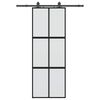 vidaXL Συρόμενη πόρτα με σετ υλικού Μαύρο 76x205 cm γυαλί μετριασμένο