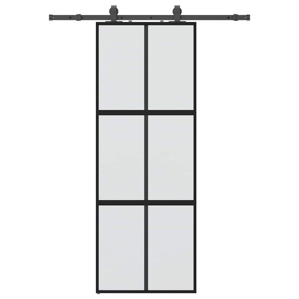 vidaXL Συρόμενη πόρτα με σετ υλικού Μαύρο 76x205 cm γυαλί μετριασμένο