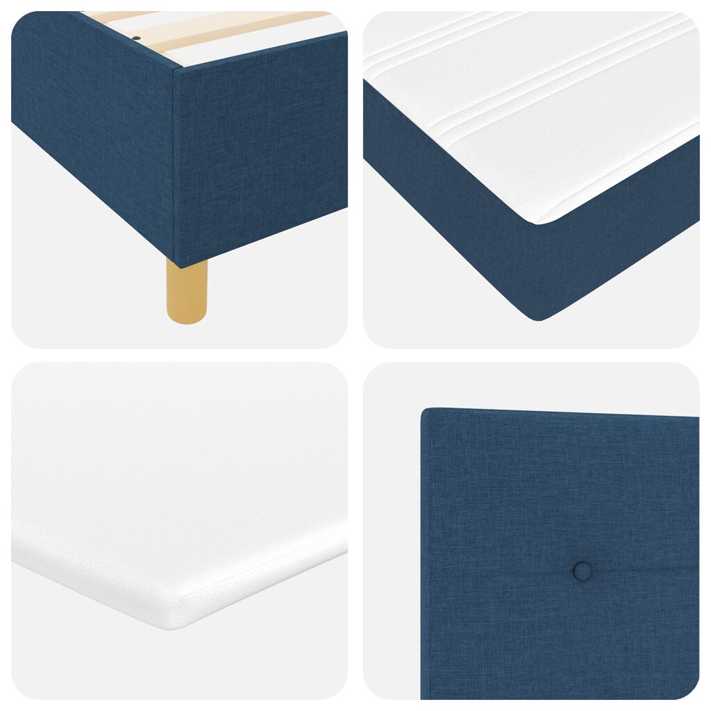 vidaXL Κρεβάτι Box Spring με Στρώμα Μπλε 140x190 εκ Ύφασμα