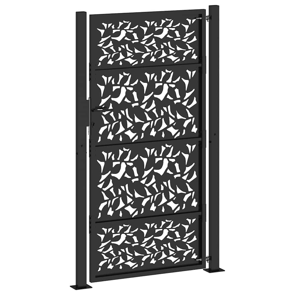 vidaXL Πύλη κήπου Μαύρη 105x180 cm Σχεδιασμός φύλλων χάλυβα