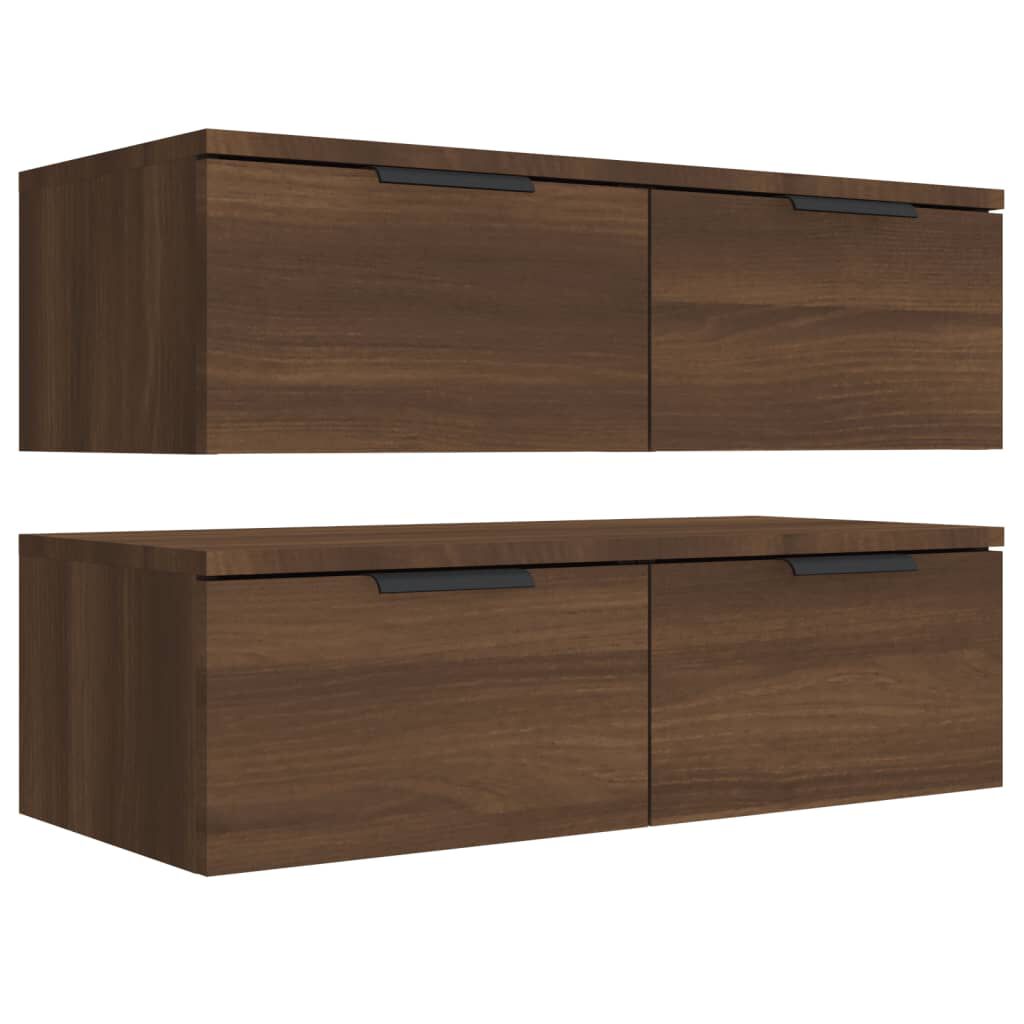 vidaXL Ντουλάπια Τοίχου 2 τεμ. Καφέ δρυς 68x30x20 εκ. Επεξ. Ξύλο