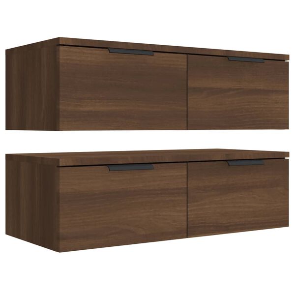 vidaXL Ντουλάπια Τοίχου 2 τεμ. Καφέ δρυς 68x30x20 εκ. Επεξ. Ξύλο