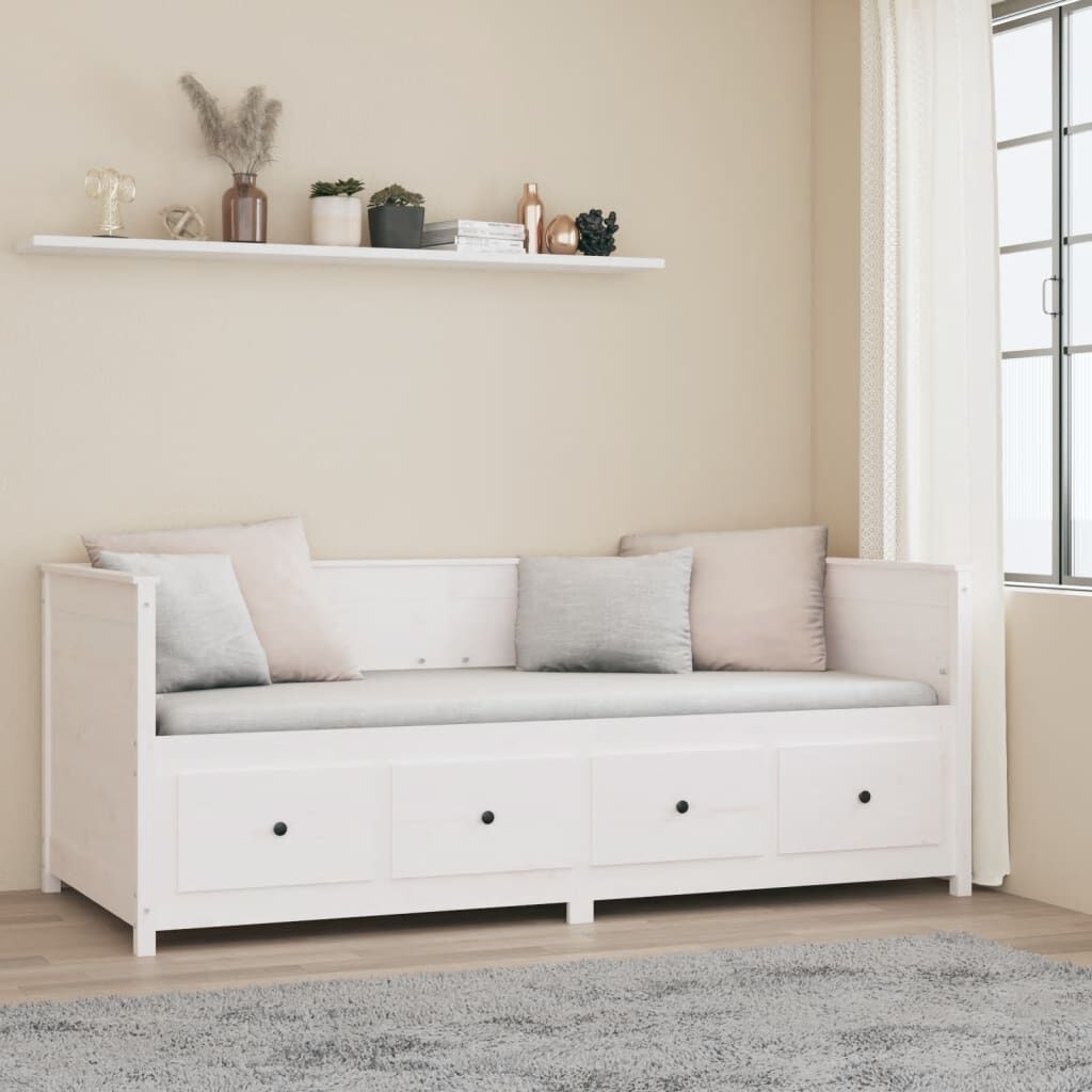 vidaXL Καναπές Κρεβάτι Χωρίς Στρώμα Λευκό 90x200 εκ. Μασίφ Ξύλο Πεύκου