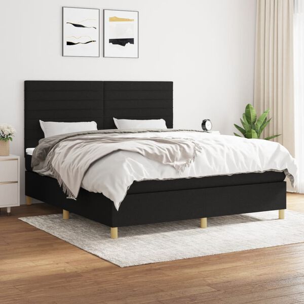 vidaXL &Kappa;&rho;&epsilon;&beta;ά&tau;&iota; Boxspring &mu;&epsilon; &Sigma;&tau;&rho;ώ&mu;&alpha; &Mu;&alpha;ύ&rho;&omicron; 160x200 &epsilon;&kappa;. &Upsilon;&phi;&alpha;&sigma;&mu;ά&tau;&iota;&nu;&omicron;