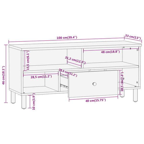 vidaXL Έπιπλο Τηλεόρασης 100 x 33 x 46 εκ. από Μασίφ Ξύλο Ακακίας