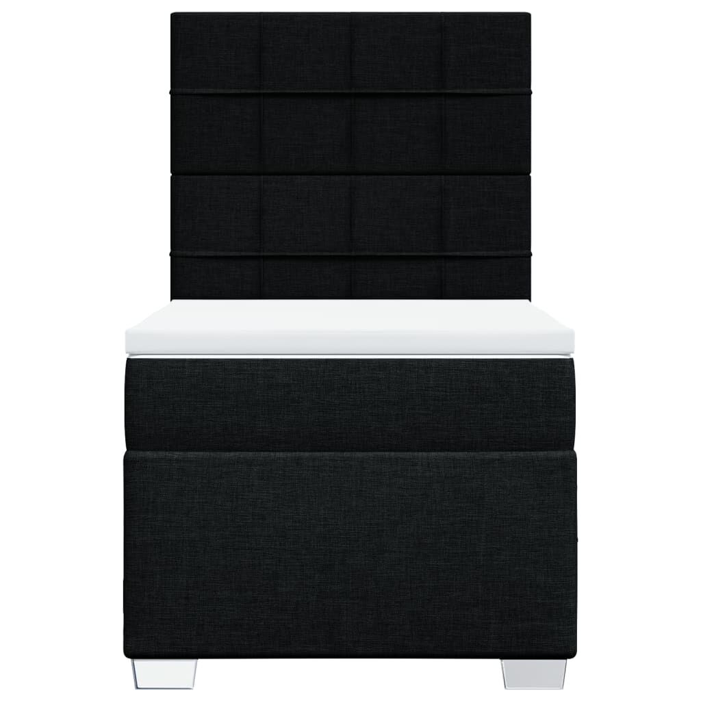 vidaXL Κρεβάτι Boxspring με Στρώμα Μαύρο 100 x 200 εκ. Υφασμάτινο