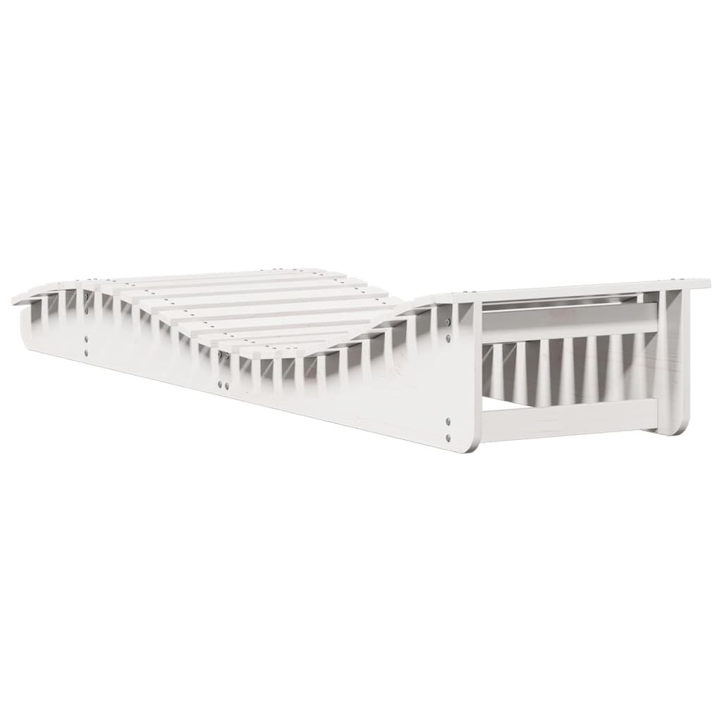 vidaXL Ξαπλώστρα Λευκό 205x60x31,5 εκ. από Μασίφ Ξύλο Πεύκου