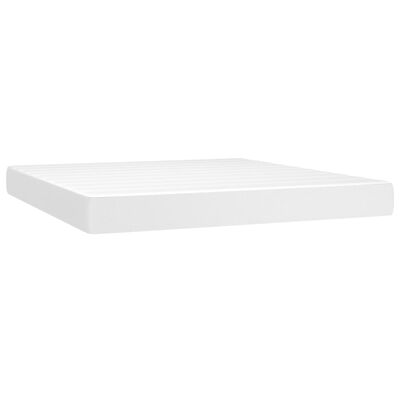 vidaXL Κρεβάτι Boxspring με Στρώμα Λευκό 180x200 εκ. Συνθετικό Δέρμα