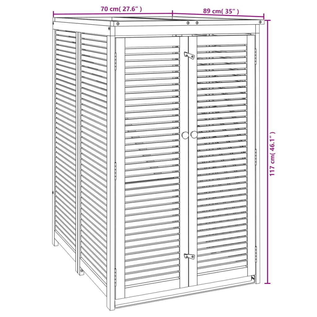 vidaXL Πλαίσιο Μονού Κάδου Απορριμάτων 70x89x117 εκ Μασίφ Ξύλο Ακακίας