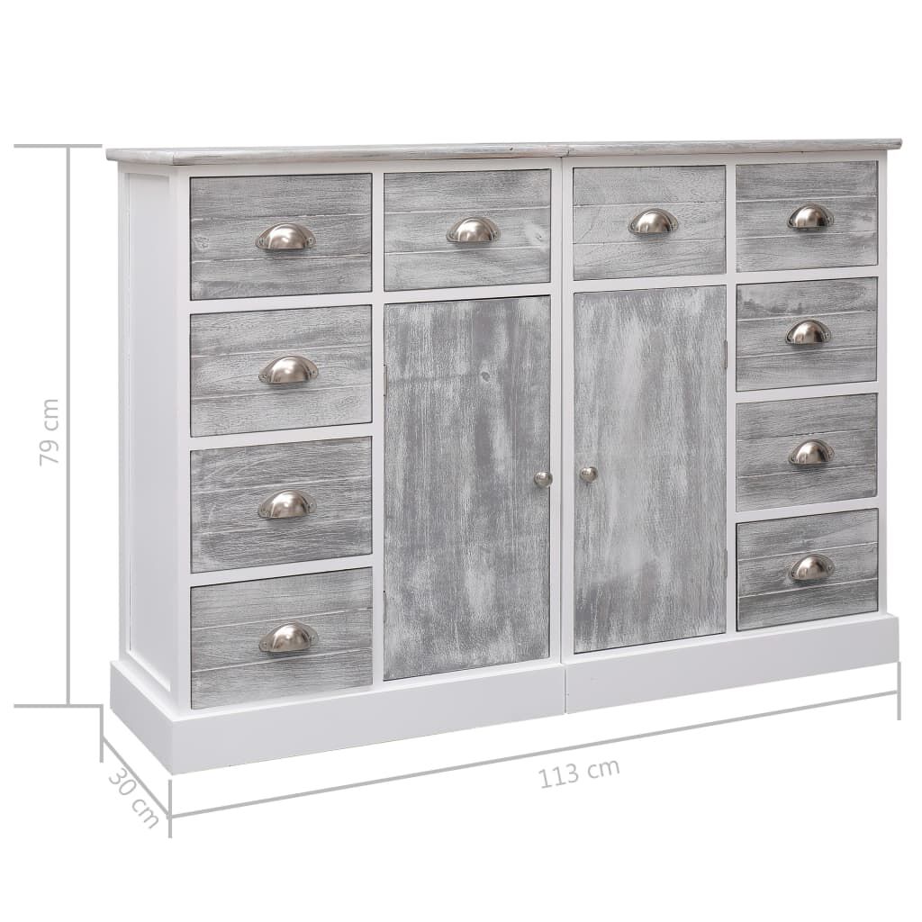 vidaXL Ντουλάπι με 10 Συρτάρια Γκρι 113 x 30 x 79 εκ. από Ξύλο