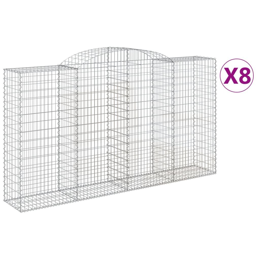 vidaXL Συρματοκιβώτια Τοξωτά 8 τεμ. 300x50x160/180 εκ. Γαλβαν. Ατσάλι
