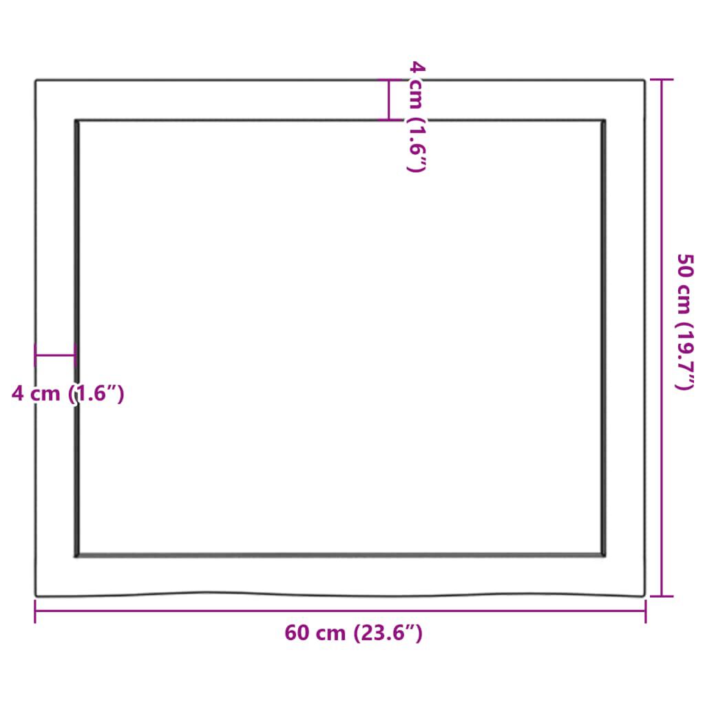 vidaXL Ράφι Τοίχου Ανοιχτό Καφέ 60x50x(2-4)εκ. Επεξ. Μασίφ Ξύλο Δρυός